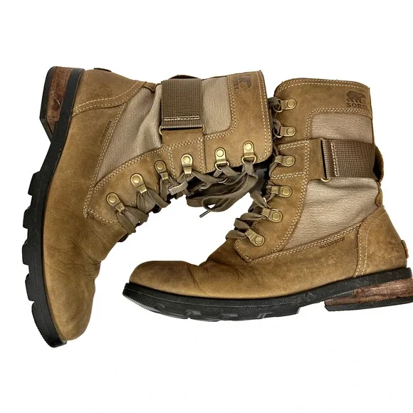 Sorel Emelie Conquest Boots Womens 7.5 Brown Combat Leather Utility Gorpcore - Picture 6 of 9